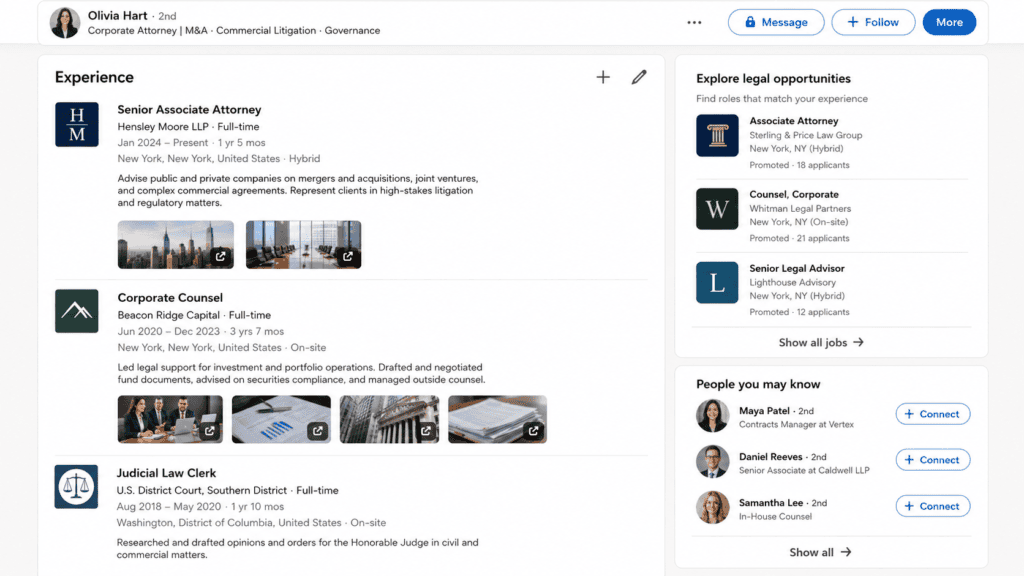 a photo of a linkedin experience section